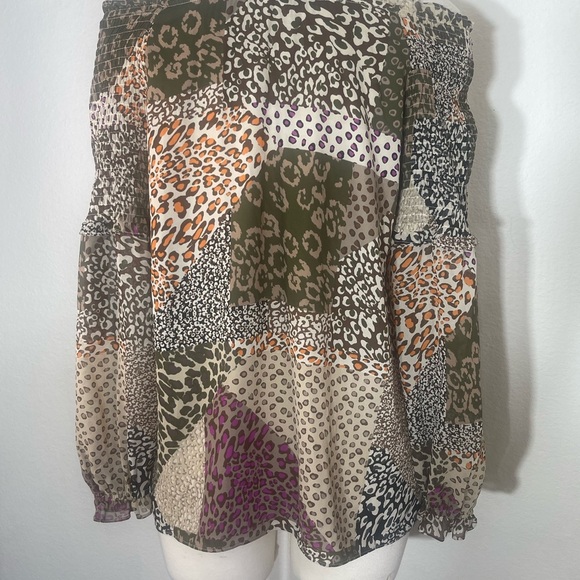 Est. 1946 Animal Print Top Blouse Size Xs Boho Peasant Patchwork Leopard - Picture 5 of 6